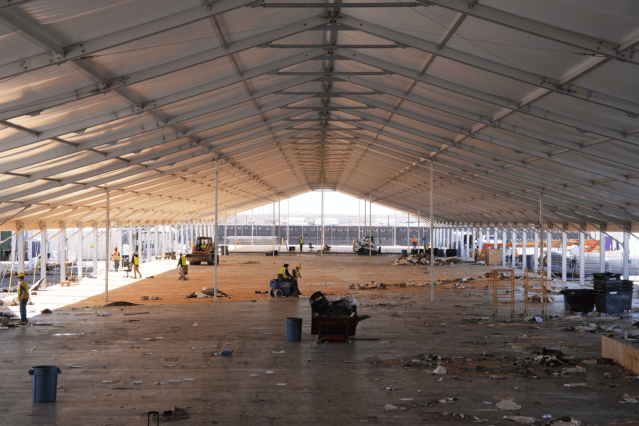 An illegal migrant center at the US Southern Border is dismantled. Photo credit: DOGE on X.